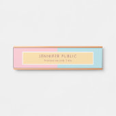 ピンクイエローブルーモダンテンプレートスタイリッシュバラ金ゴールド サインプレート (正面)