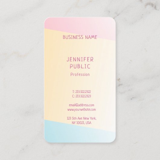 ピンクイエローブルーモダントレンドカラーシッエレガントク 名刺 (裏面)