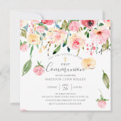 ピンクイエロープニーバラフローラ聖餐式 招待状 (正面)