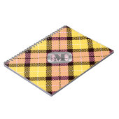 ピンクイエロープライドタータンチェックメタリックスチールモノグラム ノートブック (左側)