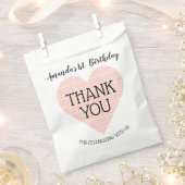 ピンクイエロープレイドハートありがとう フェイバーバッグ (クリップ留めされた状態)