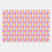 ピンクイエローホワイトかわいいベビーガールアイテム ラッピングペーパーシート (正面3)