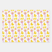 ピンクイエローホワイトかわいいベビーガールアイテム ラッピングペーパーシート (正面2)