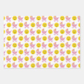 ピンクイエローホワイトかわいいベビーガールアイテム ラッピングペーパーシート (正面2)