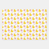 ピンクイエローホワイトかわいいベビーガールアイテム ラッピングペーパーシート (正面)