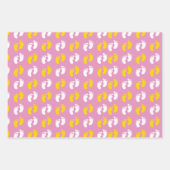 ピンクイエローホワイトかわいいベビーガールアイテム ラッピングペーパーシート (正面)