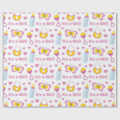 ピンクイエローホワイトその女の子のベビー項目 ラッピングペーパー (フラット)