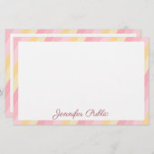 ピンクイエローホワイトテンプレート書道名文字 便箋 (正面/裏面)