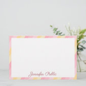 ピンクイエローホワイトテンプレート書道名文字 便箋 (スタンド正面)
