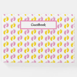 ピンクイエローホワイトベビーガール足 ゲストブック