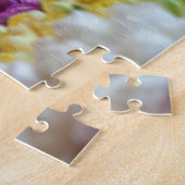 ピンクイエローホワイトレッドチューリップフローラブーケ ジグソーパズル (側面)