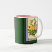 ピンクイエローボタニカルバラコーヒーマグ ツートーンマグカップ (正面右)