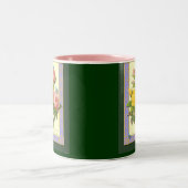 ピンクイエローボタニカルバラコーヒーマグ ツートーンマグカップ (中央)