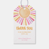 ピンクイエローボホサンシャインサンシャインガールベビーシャワー ギフトタグ (正面)