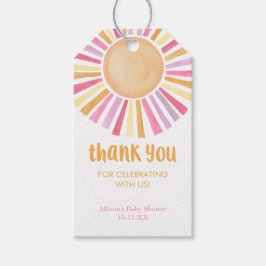 ピンクイエローボホサンシャインサンシャインガールベビーシャワー ギフトタグ