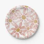 ピンクイエローボホワイルドデイジー ペーパープレート (正面)