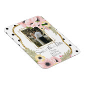 ピンクイエローポピー日付を保存フローラ写真 マグネット (右側)