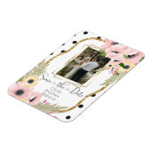 ピンクイエローポピー日付を保存フローラ写真 マグネット (左側)