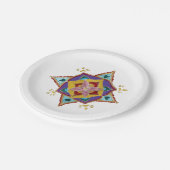 ピンクイエローマンダラ紙プレート ペーパープレート (アングル)