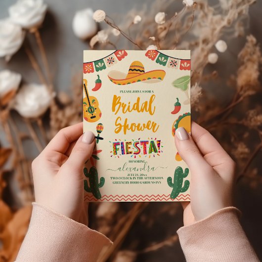 ピンクイエローメキシコフェスタブライダルシャワー 招待状