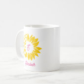 ピンクイエローモノグラムひまわり蝶々 コーヒーマグカップ (正面左)