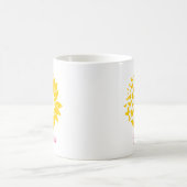 ピンクイエローモノグラムひまわり蝶々 コーヒーマグカップ (中央)