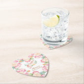 ピンクイエローユニコーンフローラベビーシャワーハート ペーパーコースター (インサイチュ)