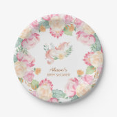 ピンクイエローユニコーンフローラベビーシャワー誕生日 ペーパープレート (正面)