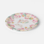 ピンクイエローユニコーンフローラベビーシャワー誕生日 ペーパープレート (アングル)