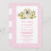 ピンクイエローラブラドールドッグベビーシャワー招待状 招待状 (正面/裏面)