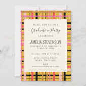 ピンクイエローラモダンイド卒業お祝い 招待状 (正面)