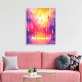 ピンクイエローレインドロップ自然水彩 キャンバスプリント (インサイチュ (リビング))