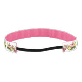 ピンクイエローレッドローズパターンかわいらしヴィンテージ アスレチックヘッドバンド (裏面)