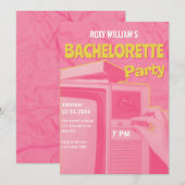 ピンクイエローレトロバチェロレッテ 招待状 (正面/裏面)