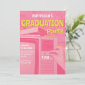 ピンクイエローレトロ卒業パーティー 招待状 (スタンド正面)