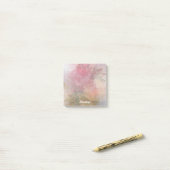 ピンクイエローローズウォーターカラーミックスモノグラム ポストイット (デスク上)