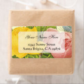 ピンクイエローローズカスタム住所 シールラージ ラベル (インサイチュ)