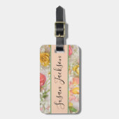 ピンクイエローローズズフローラカスタム ラゲッジタグ (正面縦)