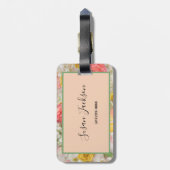 ピンクイエローローズズフローラカスタム ラゲッジタグ (裏面縦)