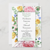 ピンクイエローローズリハーサルディナー招待状 招待状 (正面)