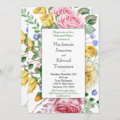 ピンクイエローローズリハーサルディナー招待状 招待状 (正面/裏面)