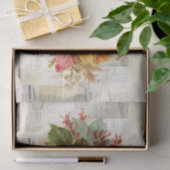 ピンクイエローローズヴィンテージフランスの文字ティッシュペーパー 薄葉紙 (ギフト)