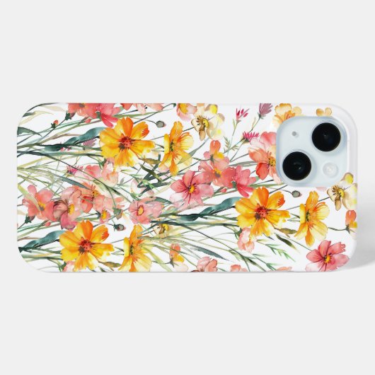 ピンクイエローワイルドフラワーフローラiPhone 15 14 13 Case-Mate iPhoneケース (裏面 (横))