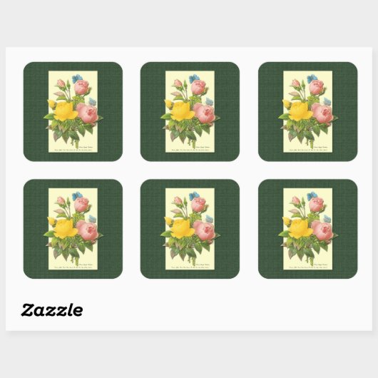 ピンクイエローヴィンテージバラシール スクエアシール (シート)