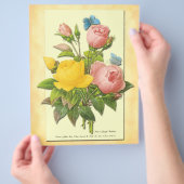 ピンクイエローヴィンテージバラフライヤーテンプレート チラシ (手)