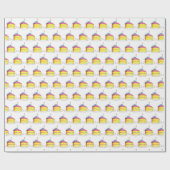 ピンクイエロー層ハッピーバースデーケーキスライスキャンドル ラッピングペーパー (フラット)