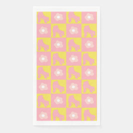 ピンクイエロー市松模様にローラダービースケート