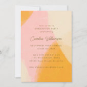 ピンクイエロー抽象芸術水彩卒業パーティー 招待状 (正面)