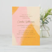 ピンクイエロー抽象芸術水彩卒業パーティー 招待状 (スタンド正面)