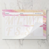 ピンクイエロー抽象芸術週間プランナーカレンダー ペーパーパッド (折り畳み)
